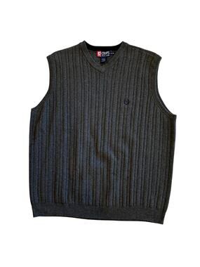 Vtg Chaps Ralph Lauren Sweater Vest Mens Sz XL Gray V Neck Ribbed Old Money 90s